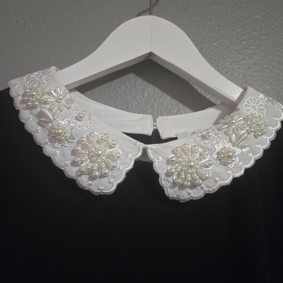 Sioni Black & White Beaded Collar Sweater Top Size 2XL - Picture 3 of 16